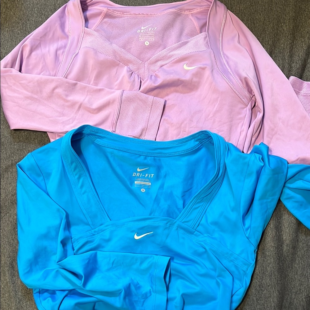 Nike Dri-FIT Long Sleeve Tops - Pink and Blue